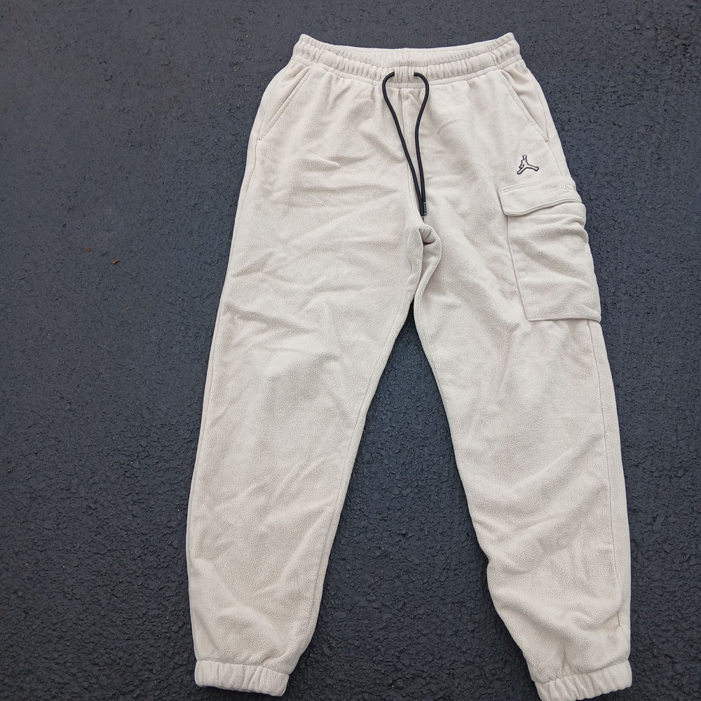 Jordan Sweatpants Mens Medium Beige Fleece Cargo Jogger Pants Jumpman DV1567-206